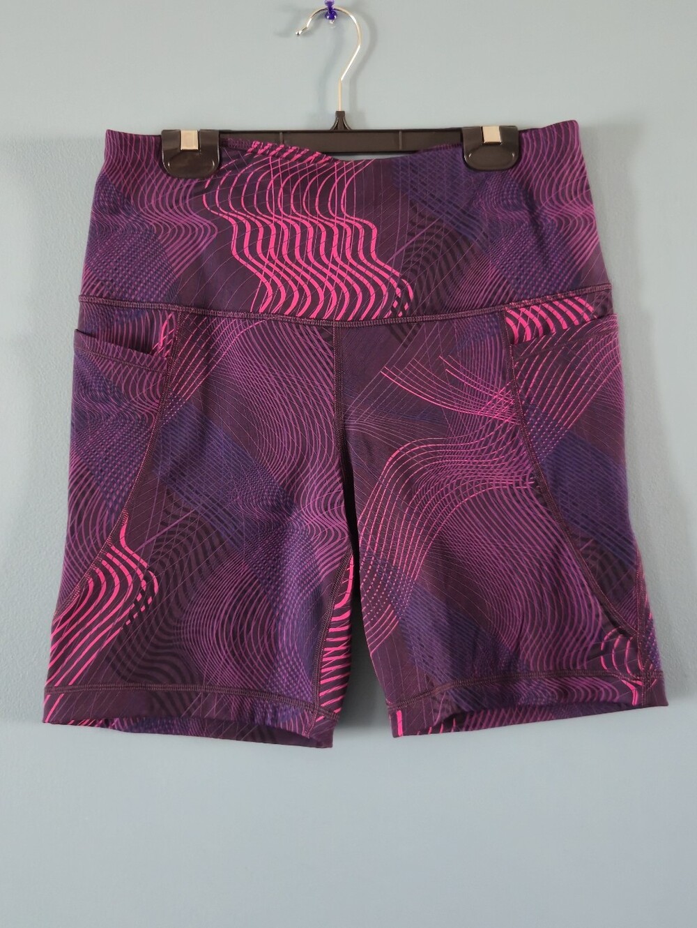 Women's High-Waist Purple & Pink Active Bike Shorts (Lg)